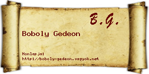 Boboly Gedeon névjegykártya